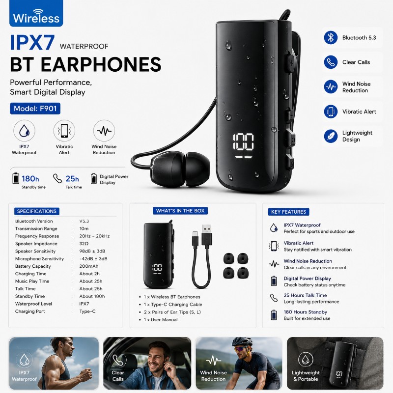 IPX7 waterproof Wireless Bluetooth