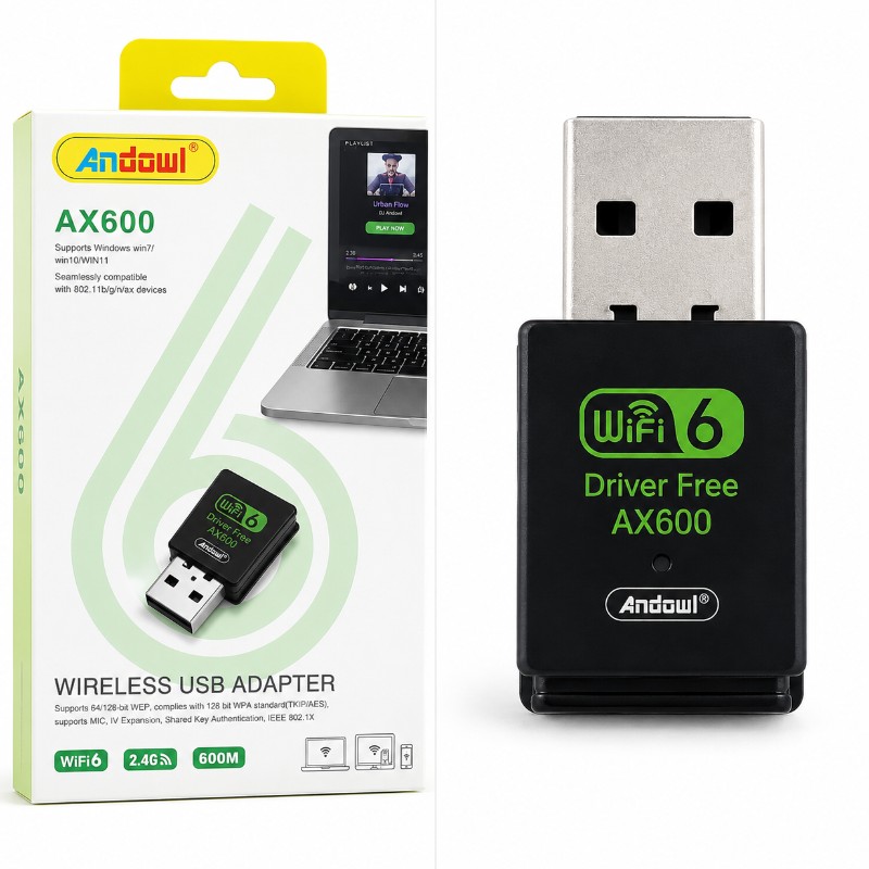 Andowl AX600 WiFi 6 Wireless USB Adapter – 600Mbps