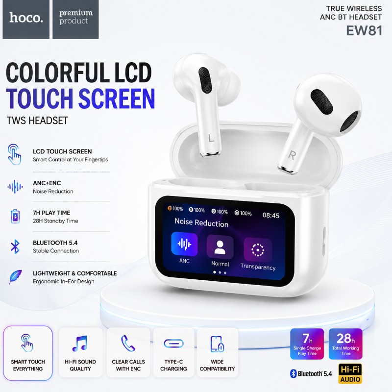 Hoco E81 COLORFUL TOUCH SCREEN TWS