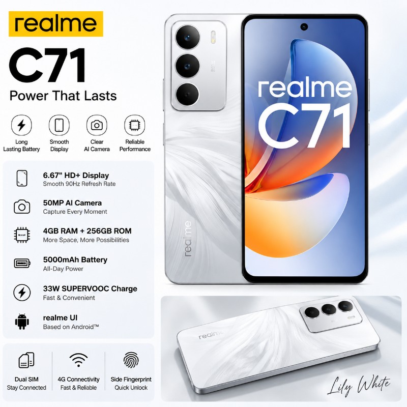 realme C71 Dual Sim 4GB/256GB Lily White