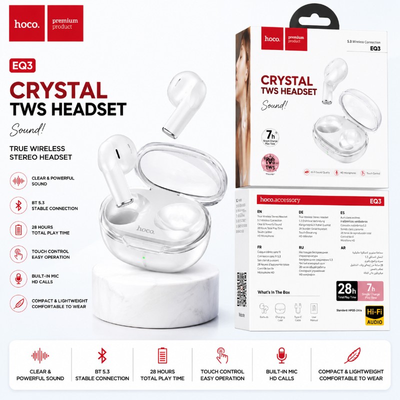 Hoco EQ3 CRYSTAL TWS HEADSET