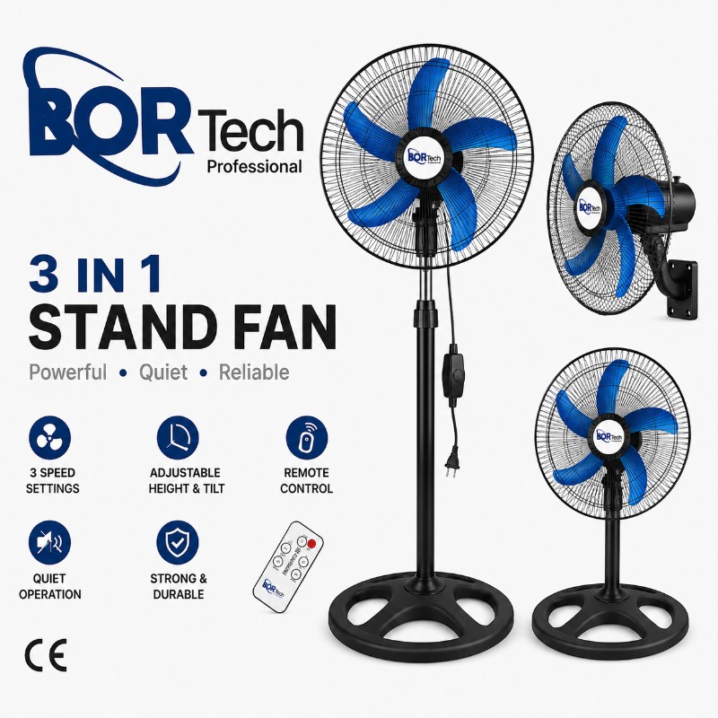 BORTech Professional 3-in-1 Stand Fan (16")